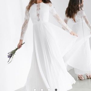 ✈️Asos Coastal Cottage Western Coquette Lace keyhole long sleeve Pleated Flare